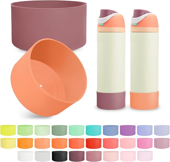 2PCS Silicone Boot for Owala 24oz FreeSip Water Bottle, Anti-Slip Scratch-Resistant Bottom Sleeve, Protective Sports Bottles Accessories, BPA-Free