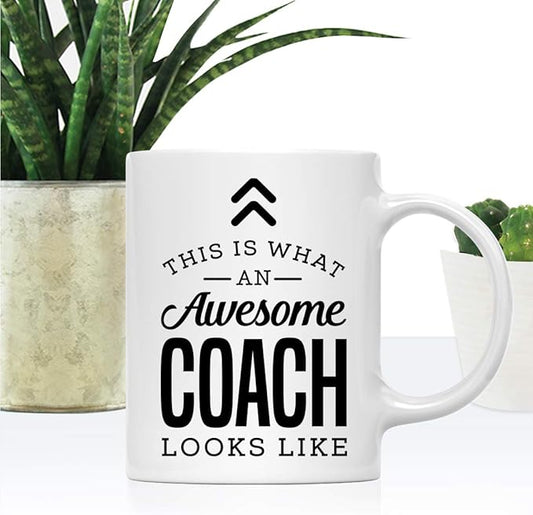 Andaz Press 11oz. Ceramic Coffee Tea Mug Thank You Gift, This is What an Awesome Coach Looks Like, 1-Pack