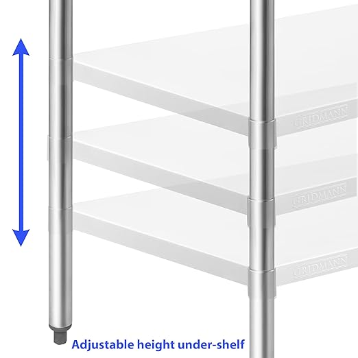 GRIDMANN NSF Stainless Steel Work & Prep Table 30 x 24 Inches with Caster Wheels and Under Shelf for Restaurant, Home, Hotel