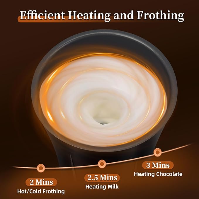 Milk Frother, Liksiy 4-in-1 Coffee Frother, Auto Shut-Off Milk Frother and Steamer with Hot & Cold Foam, Quiet Design Frother Machine for Latte, Cappuccino, Macchiato(Black)
