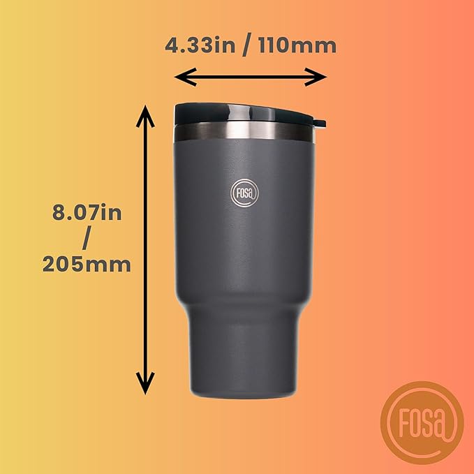 FOSA VacBrew 30oz Stainless Steel Travel Mug – Vacuum-Insulated Tumbler for Hot & Cold Drinks | Brew Directly in Mug with VacBrew System