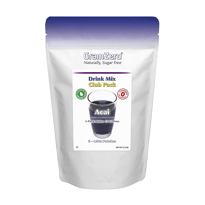 GramZero Acai Zero Calorie Sugar Free Drink Mix, Great For Nutrition Club Loaded Tea, Stevia Sweetened
