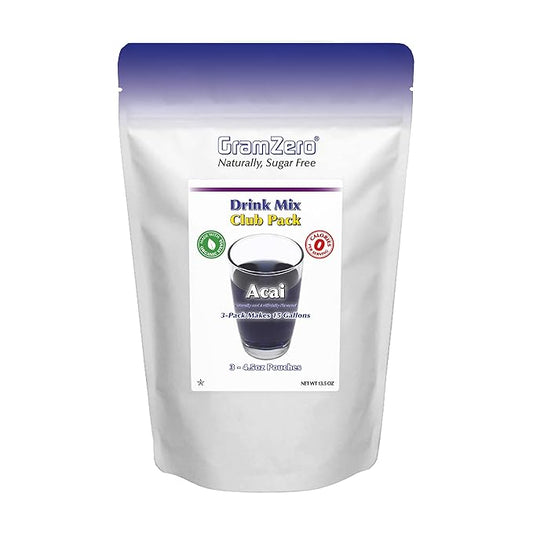 GramZero Acai Zero Calorie Sugar Free Drink Mix, Great For Nutrition Club Loaded Tea, Stevia Sweetened