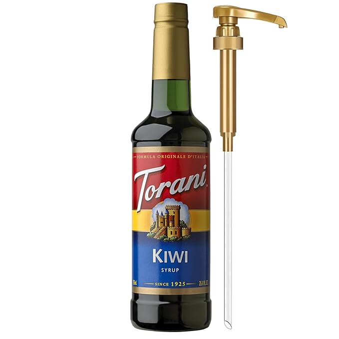 Torani Kiwi Syrup for Drinks, Flavoring for Iced Tea, Lemonade, Sodas, and Cocktails, Pump Included, 25.4 Oz