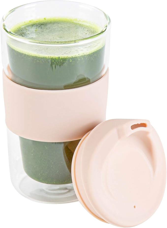 Restaurantware - Forma Professional 11.8 Ounce Insulated Travel Mugs, 10 Double Wall Coffee Mugs - Includes Lids And Sleeves, Reusable, Clear Borosilicate Glass Tumblers, Dishwashable, Microwavable