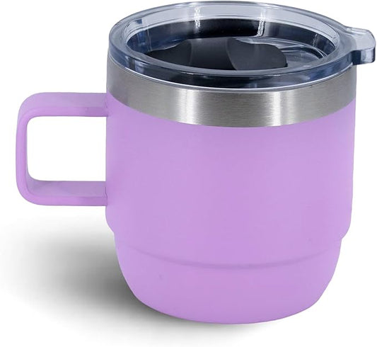 10 oz Stackable Mug, Stainless Steel cup with handle, Vacuum Insulated Espresso/Coffee Mug, shot Glass Set for 1-Piece Set for Coffee, Spirits, Wine, Tea- purple