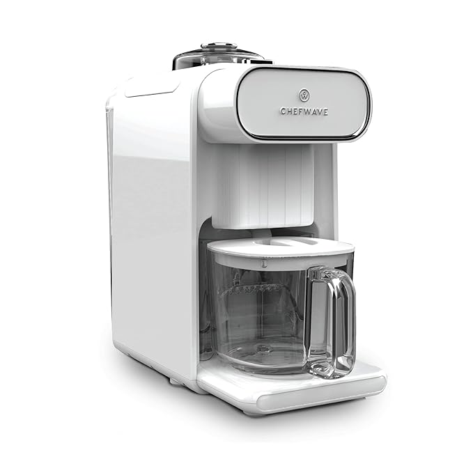ChefWave Milkmade Soy Milk Maker – 6-in-1 Plant-Based Milk Machine for Almond, Oat, Soy, Cashew, Coconut & Macadamia – No Soaking, Auto-Clean, Delay Start, Glass Pitcher – White