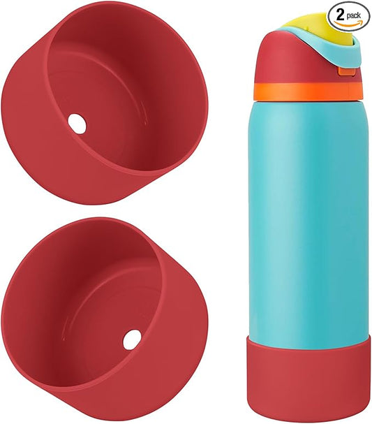 2PCS Silicone Water Bottle Boot, Compatible with Owala 24oz 32oz 40oz, Protective Anti-Scratch & Anti-Dent No Noise Sleeve Cover for FreeSip/Twist/Flip Water Bottles (Burgundy, 32oz)