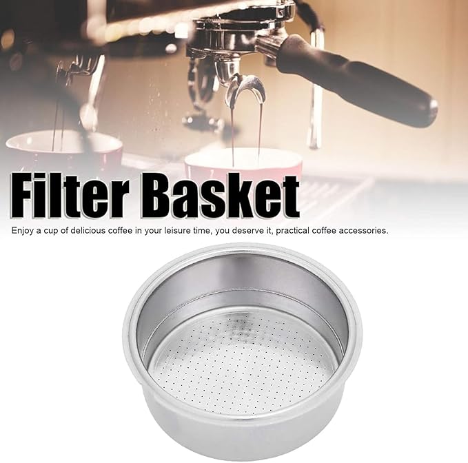 Stainless Steel Coffee Filter, 51mm Double Layer Pressurized Filter Basket Espresso Filter Basket Espresso Machine Parts for Portafilter Coffee Machine(Double Cup)