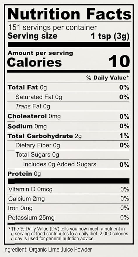 Anthony's Organic Lime Juice Powder, 1 lb, Freeze Dried, Unsweetened, Gluten Free, Non GMO