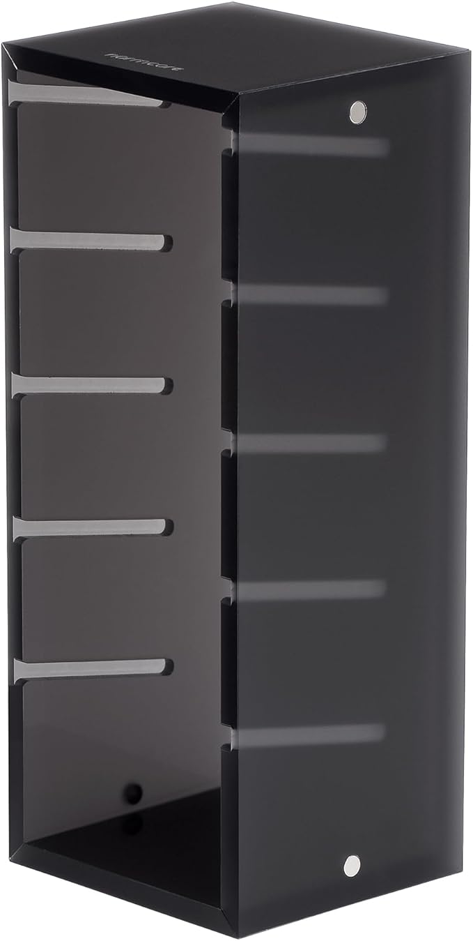 Normcore 58mm Portafilter Basket Storage Holder, Holds 5 Espresso Filter Basket Rack Acrylic Stand for 58mm Portafilter Baskets, Frosted Black