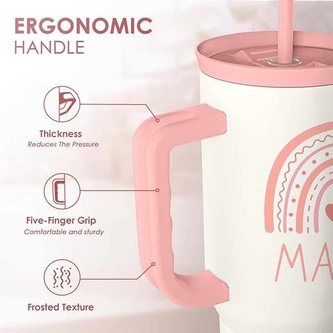 Gift for Mom from Daughter Son - Mama Insulated Stainless Steel Tumbler 40oz with Handle and Straw, Travel Coffee Mug for Mommy Moms - Gifts Idea for Birthday Christmas Mothers Day