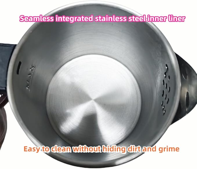 0.5L Small Portable Electric Tea Kettle Stainless Steel, Travel Mini Electric Coffee Kettle, Hot Water Boiler Heater for Business Trip, Camping, Travel, Office (Black)