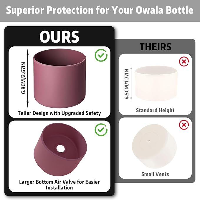 Silicone Boot for Owala 40oz Water Bottle – Anti-Slip Protective Cover, Bottle Boot, Base Cover Compatible with FreeSip, Sleeve for Stainless Steel Tumblers （Light Sorrel, 40oz