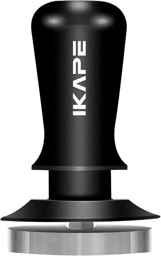 IKAPE 49mm Espresso Tamper, Black Premium Barista Coffee Tamper with Calibrated Spring Loaded, 100% Flat Stainless Steel Base Tamper for Espresso Machine
