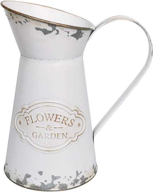 APSOONSELL Rustic Shabby Chic Vase Small Metal Vase Vintage Milk Jug Mini Pitcher Decorative Flower Vase Farmhouse Decor for Home, Kitchen, Bathroom
