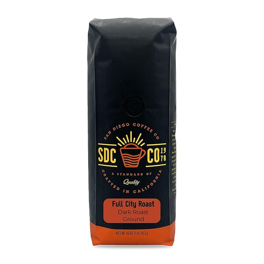 San Diego Coffee Full City Roast, Dark Roast, Ground Coffee, 16-Ounce Bag Café molido tostado