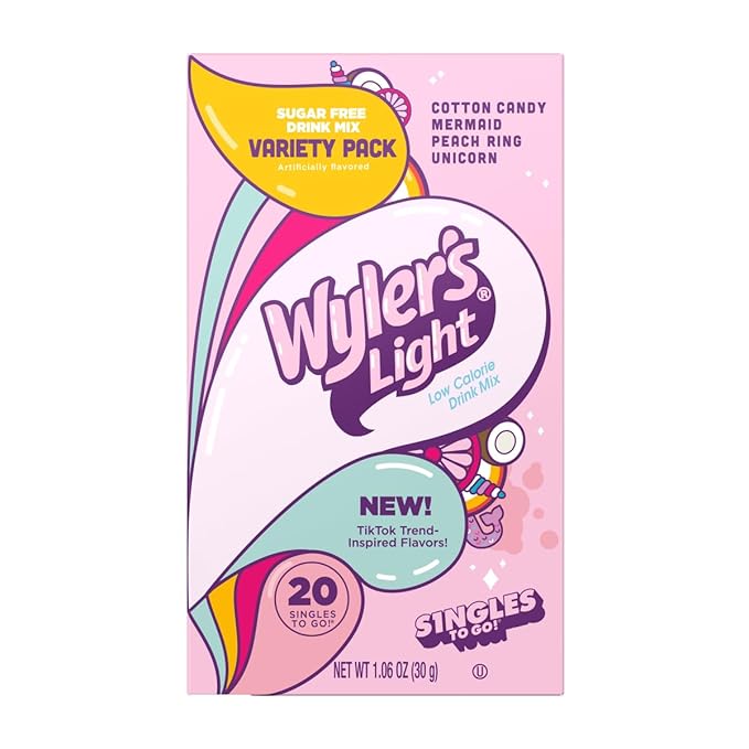 Wyler's Light TikTok Bundle - 20 Packets Per Box, 2pk - Pink Variety Pack and Blue Variety Pack - Trend Inspired Flavors - Low Calorie Drink Mix - Water Flavoring Packets