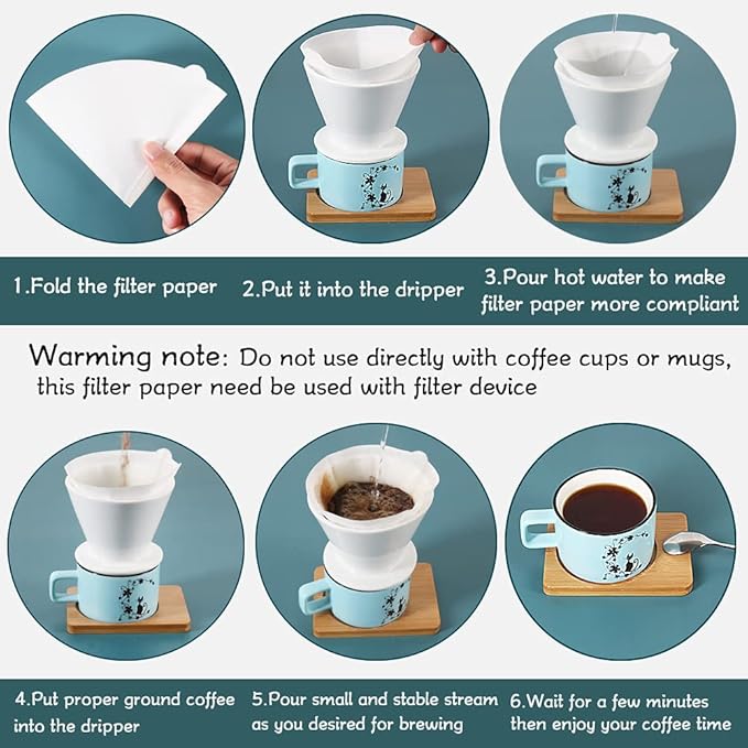 YQL V02 Coffee Filter,Size02 200 Count Natural White Disposable Coffee Filters Paper Fit for Drip Coffee Dripper(2-6Cup)
