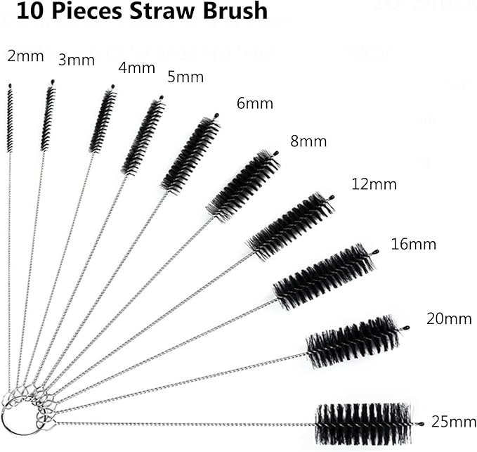 WoYous Coffee Brush Set, 13 Pieces Natural Wood & Nylon, Includes Wooden, Plastic, Straw, & Gap Brushes for Espresso Machine Cleaning