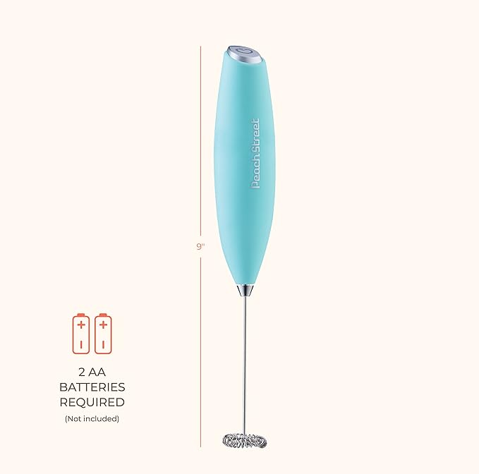 Powerful Handheld Milk Frother, Mini Milk Foamer, Battery Operated (Not included) Stainless Steel Drink Mixer for Coffee, Lattes, Cappuccino, Frappe, Matcha, Hot Chocolate.