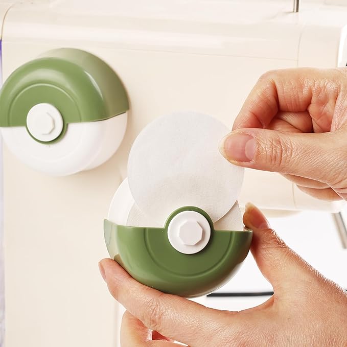 Coffee Paper Filter Holder, ABS Wall-mounted Adhesive Dustproof Coffee Filter Storage Container Organizer for 51/54/58mm Round Disposable Puck Screen Paper Filters, Green