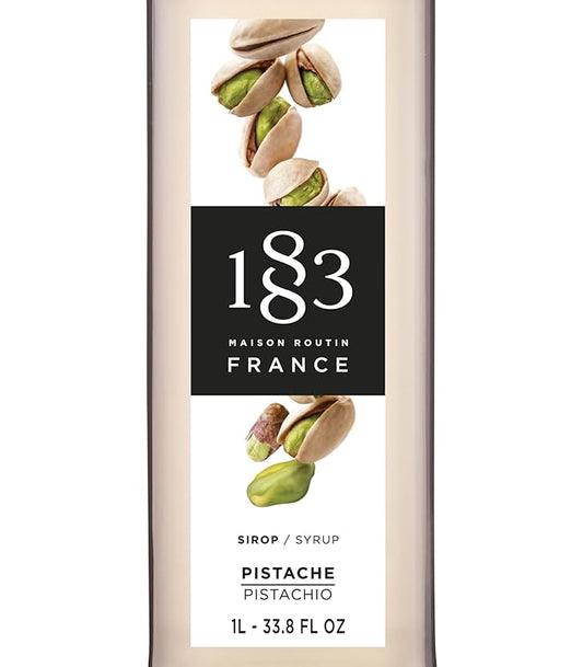 1883 Coffee Syrup, Pistachio Syrup for Drinks, Made in France, 1 Liter Glass Bottle