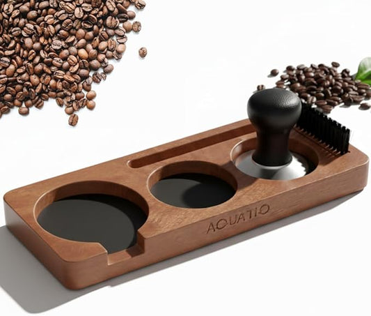 51-58 mm Compact Espresso Tamping Mat - Wooden Coffee Tamping Station - Gift for Espresso Lovers, Accessories for Baristas