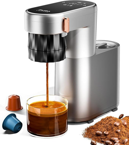 C1 Pro Small Espresso Machine, with NS Capsule & Ground Coffee, Portable Electric Coffee Maker, 20 Bar Travel Espresso Maker, Rechargeable, for RV, Car, Camping, Hiking, Office, Home Use