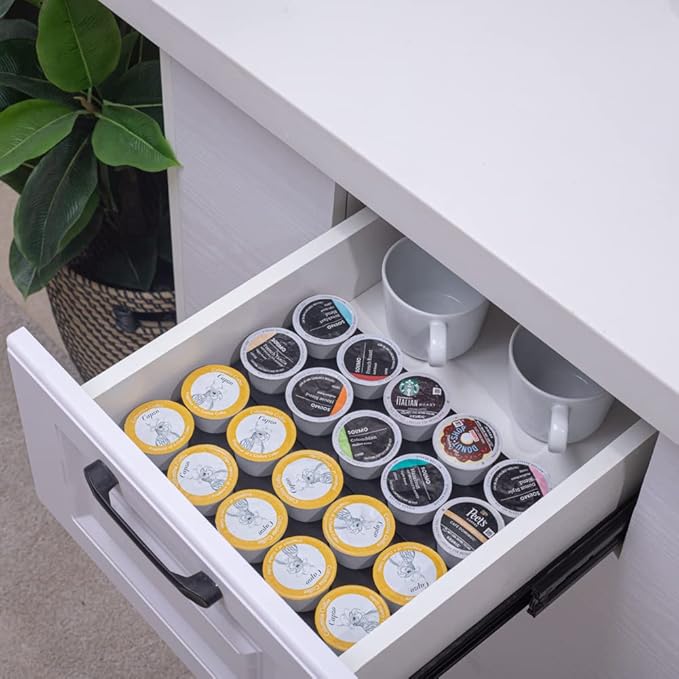Coffee Pod Storage Organizer for Kitchen Drawer,Holders 40 K CUP, Premium Plastic Tray With Non-slip mat