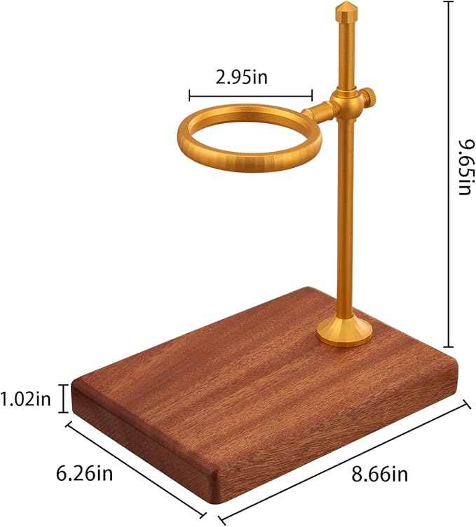 LAMLENT Pour Over Coffee Stand, Height Adjustable Pour over Coffee Maker with Sapele Wooden Base, Paper Filters, Bronze