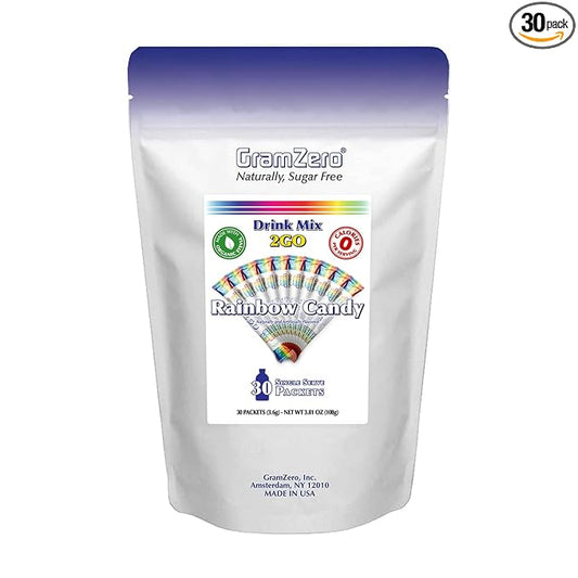 GramZero 2GO Sticks - Rainbow Candy, Zero Calorie Sugar Free Drink Mix, Stevia Sweetened, Great For Nutrition Club Loaded Tea To Go Kits