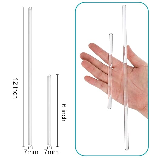 Yarlung 40 Pcs Glass Stirring Rods, 12" and 5" Length 7 mm Diameter, Clear Stir Sticks with Both Ends Round for Lab Science Education, Kitchen Bar Cocktail Beverage