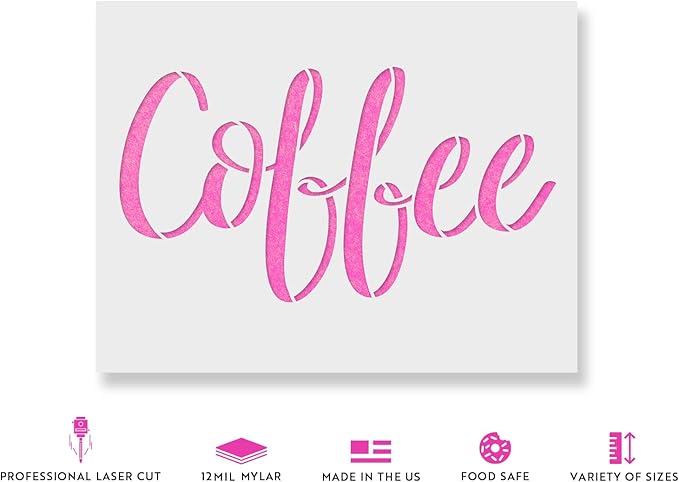 Kitchen Label Coffee Stencil - Easy-to-Use for Personalized Kitchen Stencils, Stencils for Canvas, Stencils for Wood