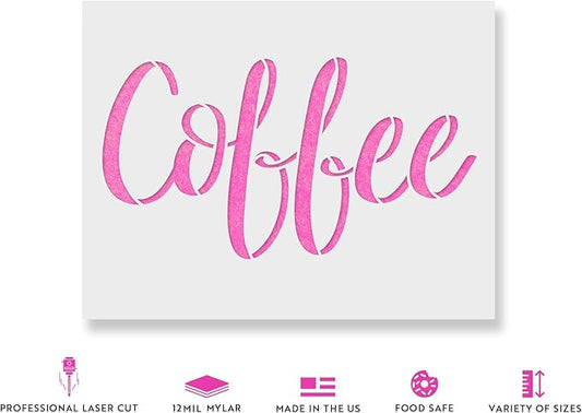 Kitchen Label Coffee Stencil - Easy-to-Use for Personalized Kitchen Stencils, Stencils for Canvas, Stencils for Wood