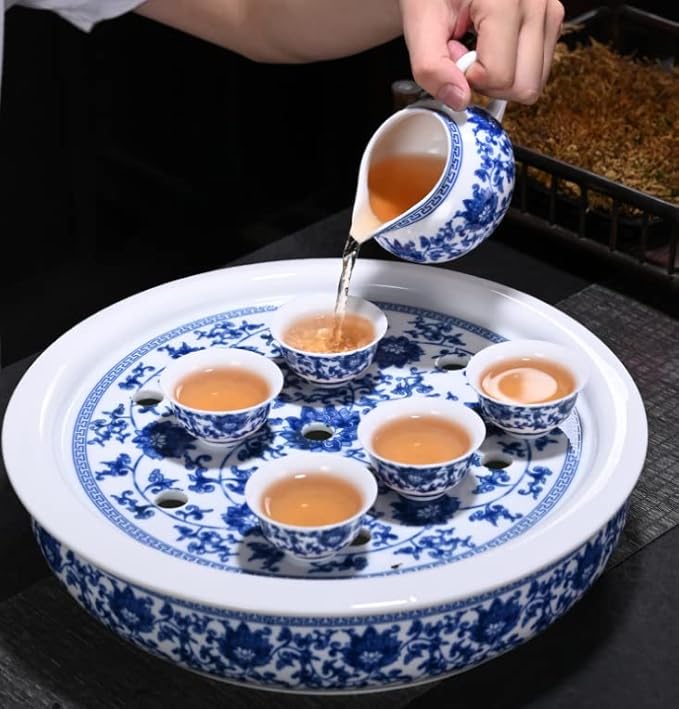 Ceramic Blue and White Creamer Pitcher for Sauces Salad Coffee Milk Tea,8oz,250ml