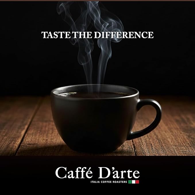 Caffe D'arte Taormina Whole Bean Espresso Coffee – Italian Roast, Full-Bodied & Smooth Flavor – Perfect for Espresso, Cappuccinos & Mochas - 1 Pound, Pack of 2