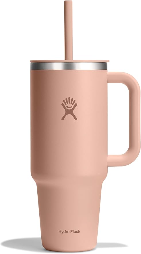 Hydro Flask Travel Tumbler with Handle, Lid and Straw - Insulated Stainless Steel in 40 Oz Seacliff
