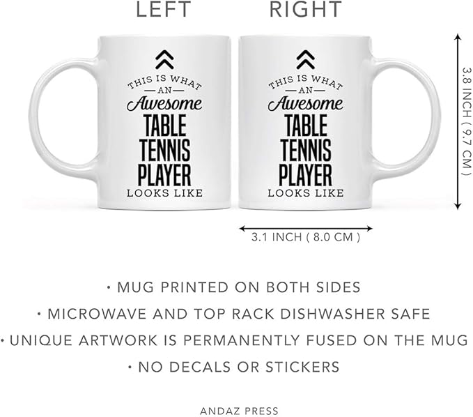 Andaz Press 11oz. Ceramic Coffee Tea Mug Thank You Gift, This is What an Awesome Table Tennis Player Looks Like, 1-Pack, Birthday Christmas Gift Ideas Coworker Him Her, Includes Gift Box