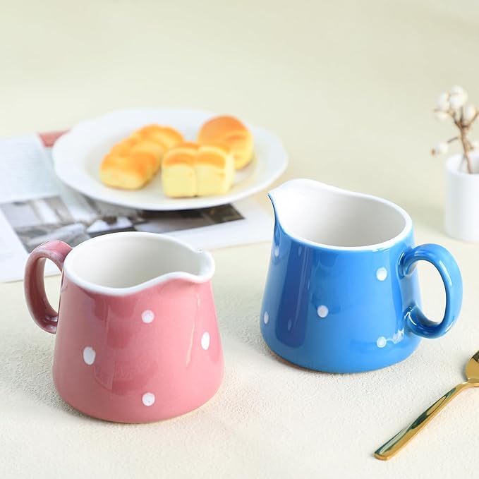 CHOOLD Polka Dot Ceramic Creamer with Handle, Coffee & Milk Jug - 8.5oz