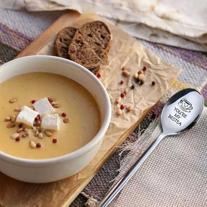 You're My Bestea Engraved Spoon Set, Funny Engraved Stainless Steel Tea Spoons for Afternoon Cuppa Together With Bestie, Thanksgiving Gifts for Tea Lover Friend Brother Sister