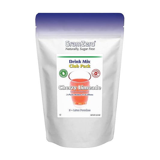 GramZero Cherry Limeade Zero Calorie Sugar Free Drink Mix, Great For Nutrition Club Loaded Teas, Stevia Sweetened