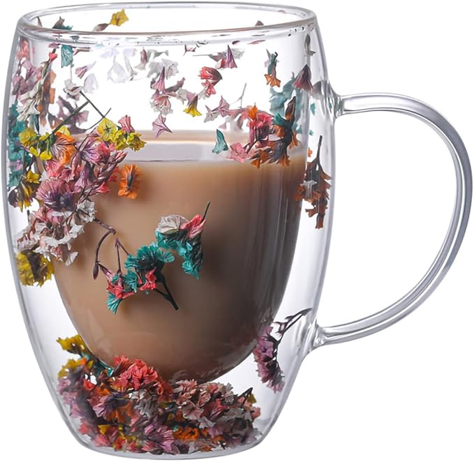 Double Wall Glass Coffee Mugs Clear Cups for Cappuccino Tea Espresso Latte Hot Beverages Glasses Birthday Gifts for Women Her