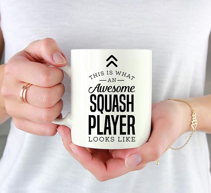 Andaz Press 11oz. Ceramic Coffee Tea Mug Thank You Gift, This is What an Awesome Squash Player Looks Like, 1-Pack, Birthday Christmas Gift Ideas Coworker Him Her, Includes Gift Box