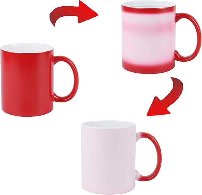 11oz Color Changeable Sublimation Mug 3 Assorted Colors of Black, Blue and Red, Packed in White Box, Case of 12