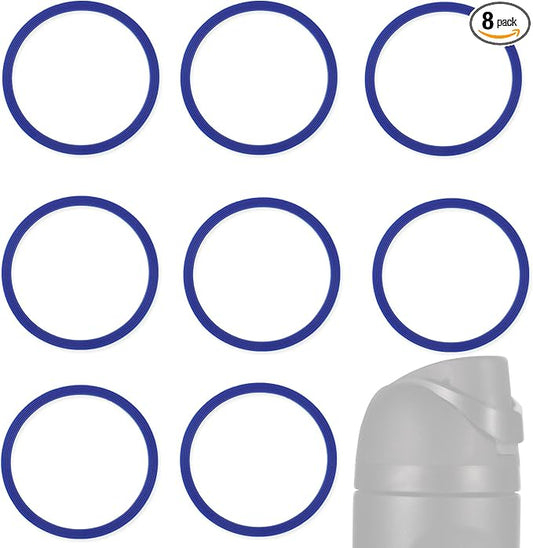 8pcs Water Bottle Sealing Ring Replacement for Owala FreeSip, Silicone Lid Seal O Ring Gaskets Water Bottle Replacement Parts Accessories for Owala Cup 24/25/32/40 oz (Dark Blue)