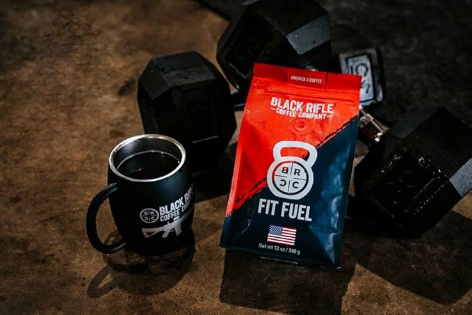 Black Rifle Coffee Company Fit Fuel, 12oz Bag, Ground Coffee Medium Roast - Roasted Blend Made from Arabica Beans - Colombian & Brazilian Beans - Veteran Founded & American Made