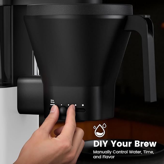 Kismile 8-Cup Drip Coffee Maker,Rapid Heating System for Seconds Brewing,Automatic Pour Over Coffee Machine,Detachable Water Tank,Deep Cold Brew & Keep Warm 40 Min, Easy to Clean (White)
