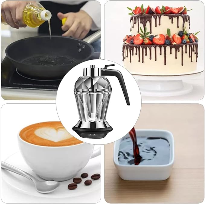 Honey Dispenser,Dripless Glass Honey Dispenser with Stand Syrup Dispenser Seasoning Jar for Kitchen Tool,Honey Pot with Stand – for Syrup,Sugar,Sauces,Jar,200ML,9.5 * 15CM