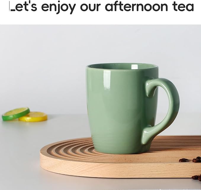 Smilatte 20 OZ Large Coffee Mug, Nice Ceramic Boss Tea Cup with Big Handle for Dad Men Women, Unique Style For Any Kitchen, Pure Green